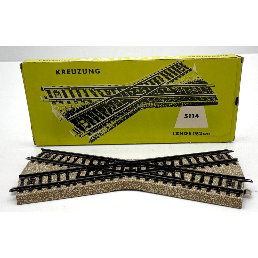 Marklin 5114 Cross Track 19.2 cm Crossing 30° Section Vintage with Original Box